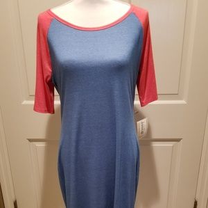 NWT Bodycon LuLaRoe Julia Dress Blue with Red